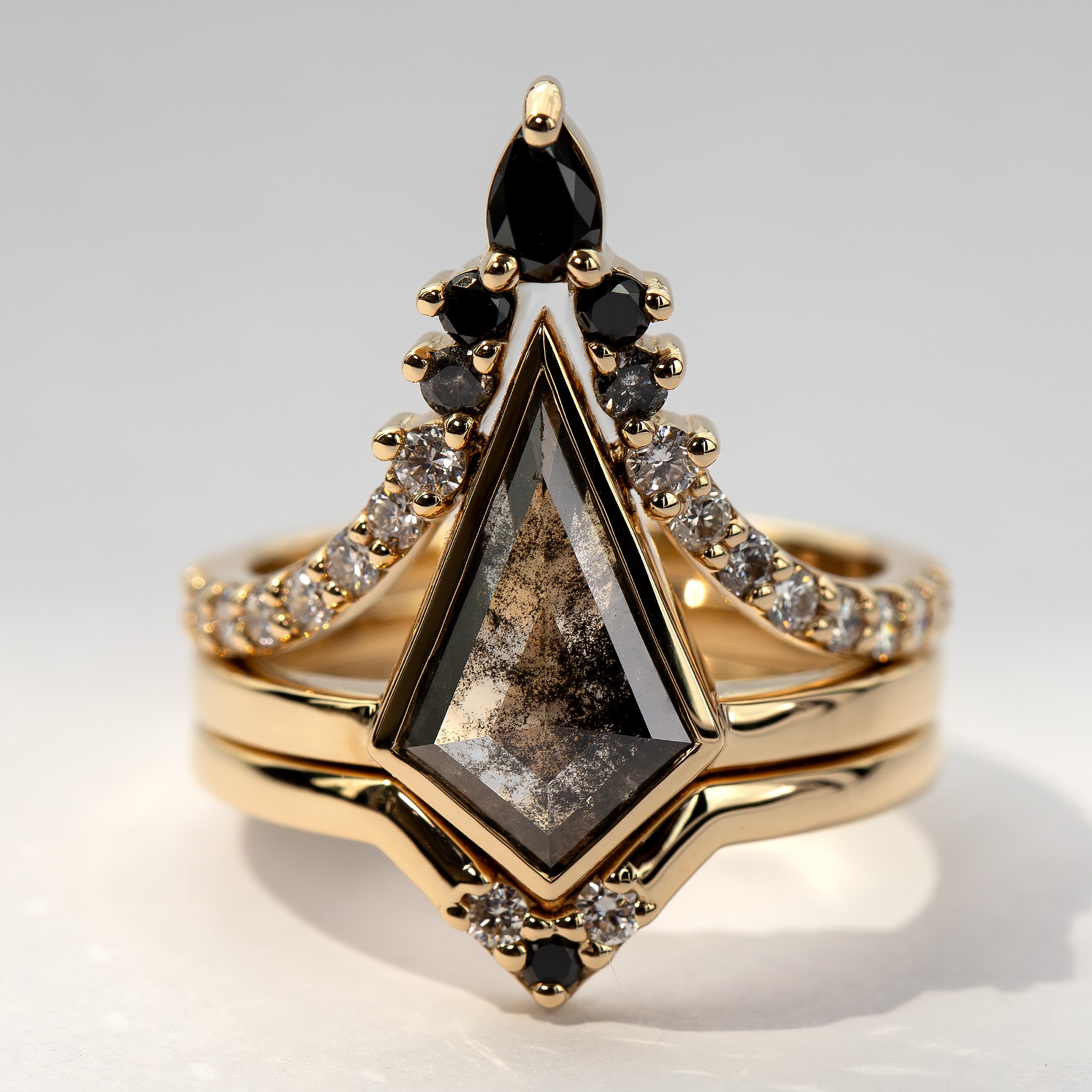 Engagement wedding band combo three in one band